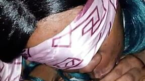 Blindfolded bbw chokes on pretty old man's monster black cock bareback