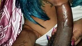 Blindfolded bbw chokes on pretty old man's monster black cock bareback