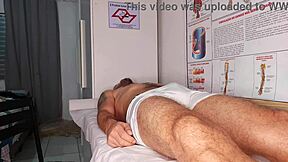 Nurse and esthetician watch patient's massive erection grow hard... ready for action?