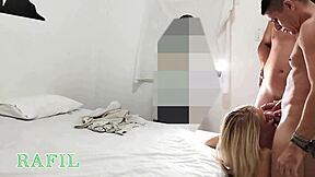 hey you ever seen a blonde get railed by two beach studs backstage?