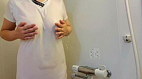 yo check out this married japanese milf dildo-fucking her fat pussy in the bathroom... full vid linked