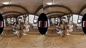 Virtual Taboo Brunette Gropes Shaved Pussy and Big Tits at Home!