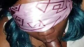 Blindfolded bbw chokes on pretty old man's monster black cock bareback