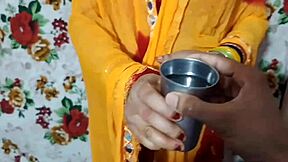 dirty talking indian wife gets bent over fucked hard by father-in-law in bedroom closeup