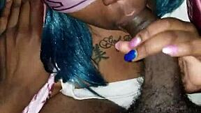 Blindfolded bbw chokes on pretty old man's monster black cock bareback