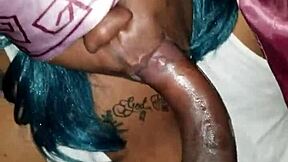 Blindfolded bbw chokes on pretty old man's monster black cock bareback