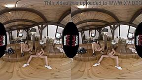 Virtual Taboo Brunette Gropes Shaved Pussy and Big Tits at Home!