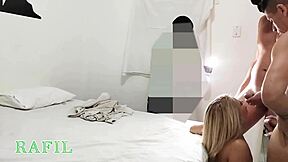 hey you ever seen a blonde get railed by two beach studs backstage?