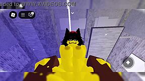 yellow creature's big ass and tits dominated in femdom sex