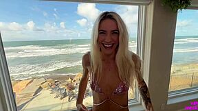 Blonde Surfer Dakota Lyn Gags on Monster Cock Then Rides It Beach-Style Doggystyle!