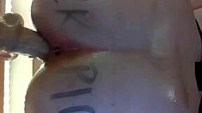 Amateur slut bucks wildly against dildo mirror fucking to hard orgasm