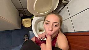 toilet slave chokes gags on double deepthroat facefuck from dom master