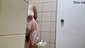 chubby indian wife showers her big tits before work