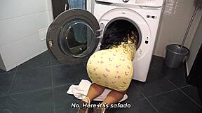Stepmom Stuck in Washer Takes Stepsons Big Dick Help