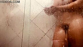Milf soaps up her huge hairy pussy lips in bathroom solo