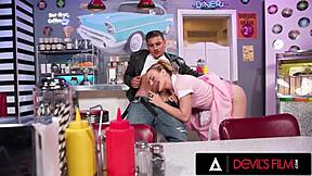 anna claire clouds catches customer jerking and rides him hard