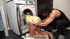 Stepmom Stuck in Washer Takes Stepsons Big Dick Help