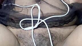 indonesian girl masturbates with eggplant dildo to squirting orgasm