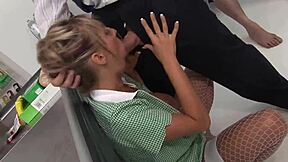 blonde big tits pornstars in heels fuck orgy at supermarket with facials and pussy pounding