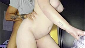 big booty white bitch begs for bbc quickie pounding