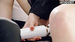 Petite Babe Fingers Herself Teasing Admirer Up Close