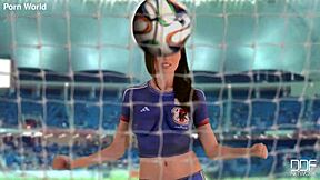 Japanese long hair girl greets with narrow ass and natural tits