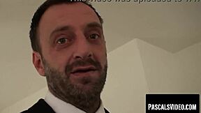 Blonde sub obeys every command riding old master's monster cock roughly