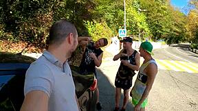 Katty West endures brutal outdoor DP anal fuck after pickup