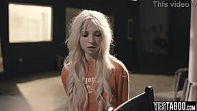 Big tits milf cop straps on to punish tiny teen criminal