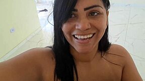 creampied pussy wife showers naked backyard for neighbors hairy fingering beach