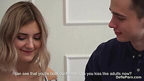 sweet teen virgin spreads tight snatch wide for first defloration stretch