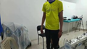 oh man, this whore gets groped hard at work in her sexy lingerie