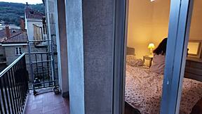 stepmom's huge hairy pussy lips exposed voyeur bedroom flash milf tits