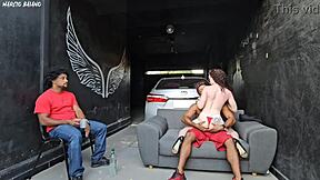 friend's girlfriend feels hard cock and fucks cuckold