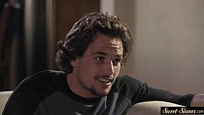 Classy dicksucking stepteen with small tits rides huge monster cock to cumshot