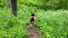 Stepmom strips naked outdoors teasing perfect tits and feet