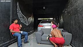 friend's girlfriend feels hard cock and fucks cuckold