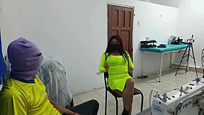 oh man, this whore gets groped hard at work in her sexy lingerie