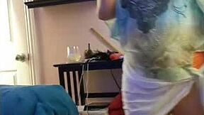 hotwife steffi dances stripping watercolor revealing wet pussy tease