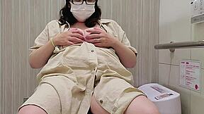 Japanese wife fingers herself lewdly in toilet