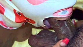 yo masked ebony slut gags deep on bbc spitting sloppily before rough facial blast