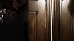 Smoking brunette teen ari kytsya strips lingerie seductively bare