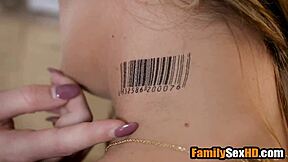 whoa geeky stepson actually pulls off fucking stepmom and stepsister in wild taboo threesome