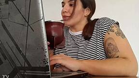 Carla blasts massive farts while grinding at work frenzy!