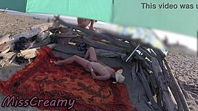 teacher flashes pussy on beach then masturbates wet for voyeurs misscreamy