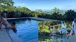 you ready for this juicy asian slut bent over poolside taking rough anal creampie