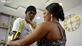 sexy african tailor big ass ebony bent over ripped clothes monster bbc measures cock fucks rough