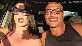 athletic latina milf driver squirts big clit pussy on bbc in car ride