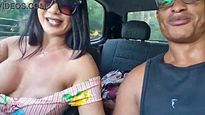 athletic latina milf driver squirts big clit pussy on bbc in car ride