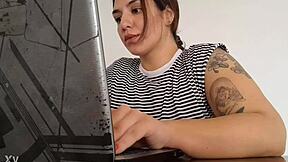 Carla blasts massive farts while grinding at work frenzy!